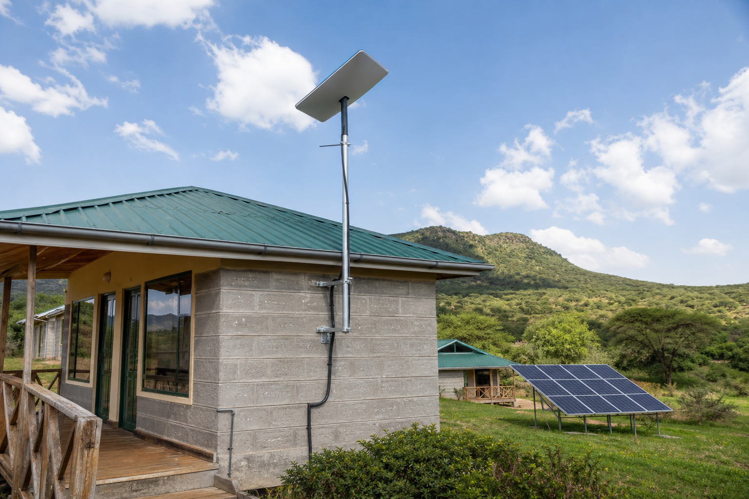 Starlink Kenya technician signal testing in Kenya