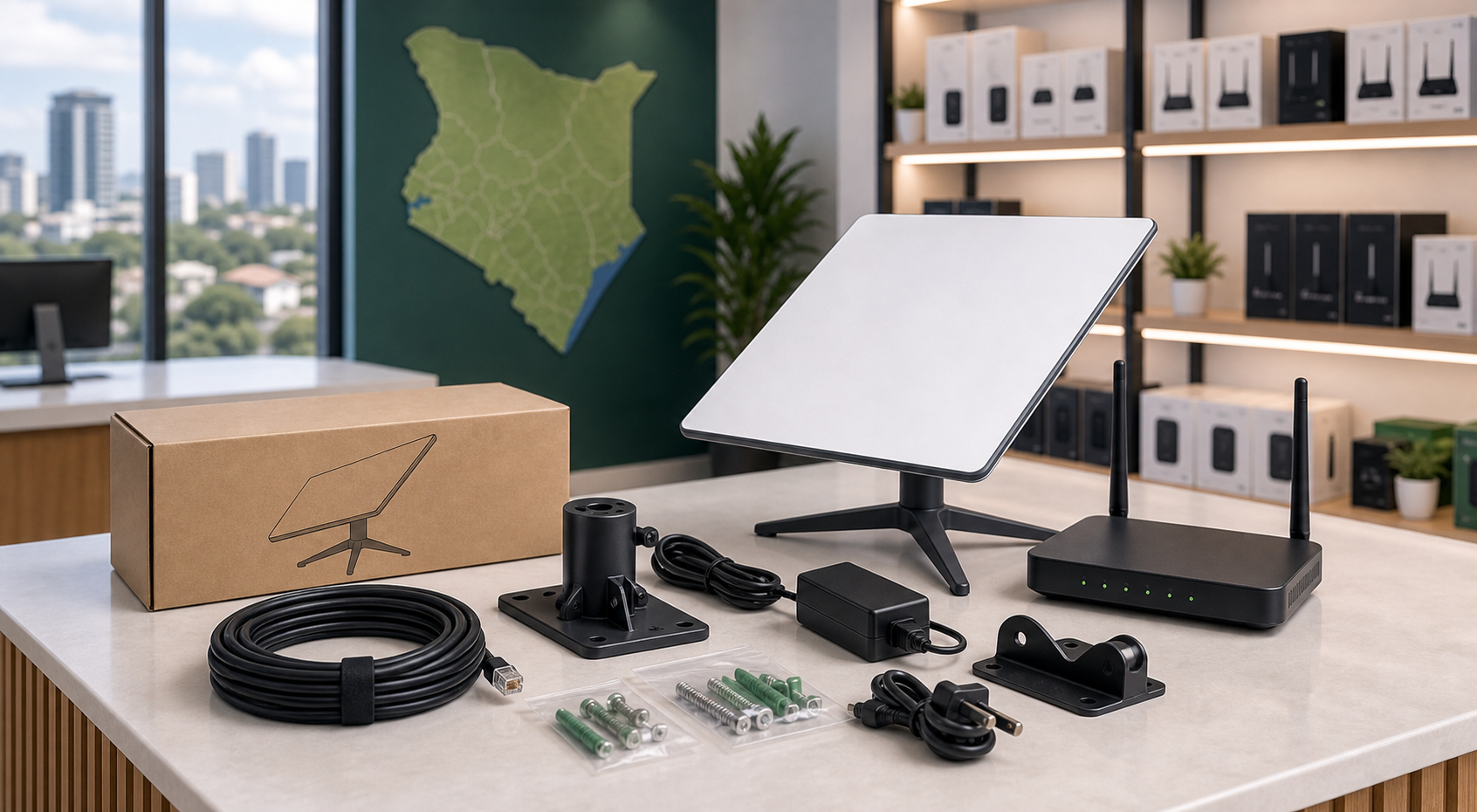 Where to buy Amazon Leo Internet kits in Kenya with a rectangular satellite terminal kit