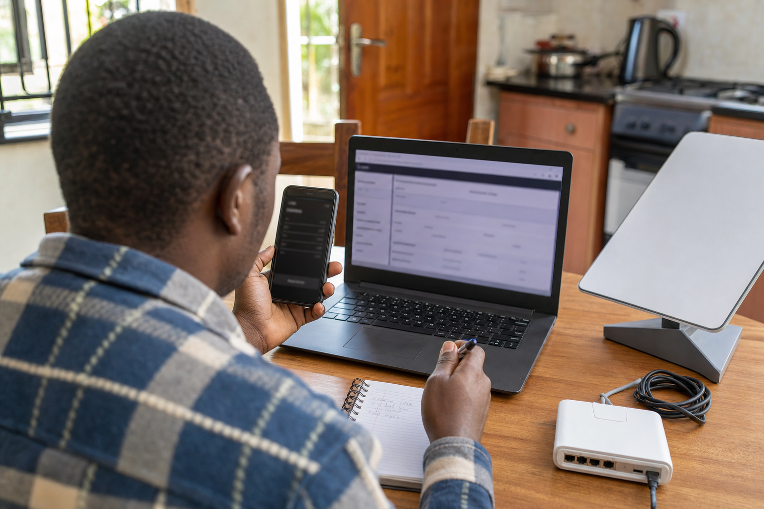 Homeowner confirming Starlink account reference before payment