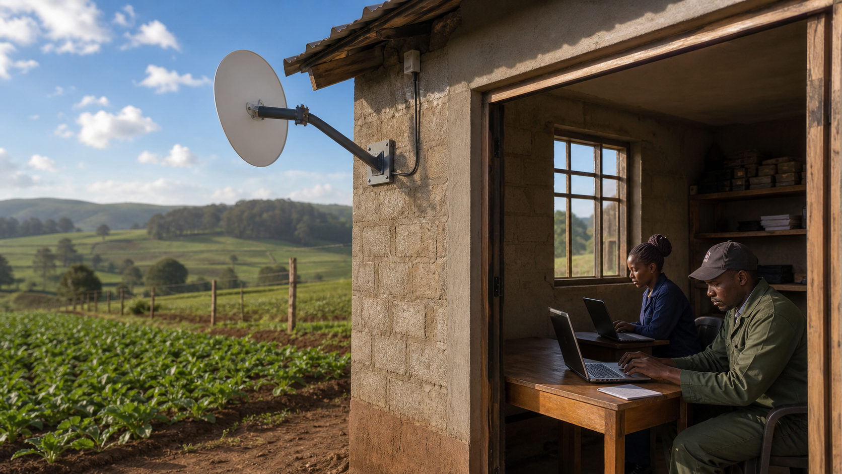 Satellite internet for a Kenyan farm office