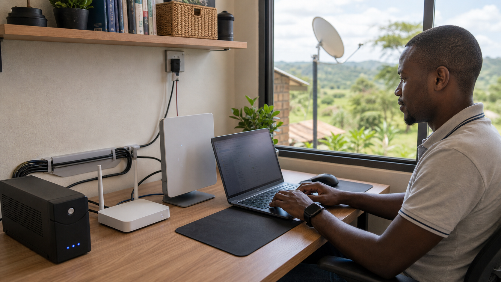 Starlink router WiFi and power backup setup in Bonchari